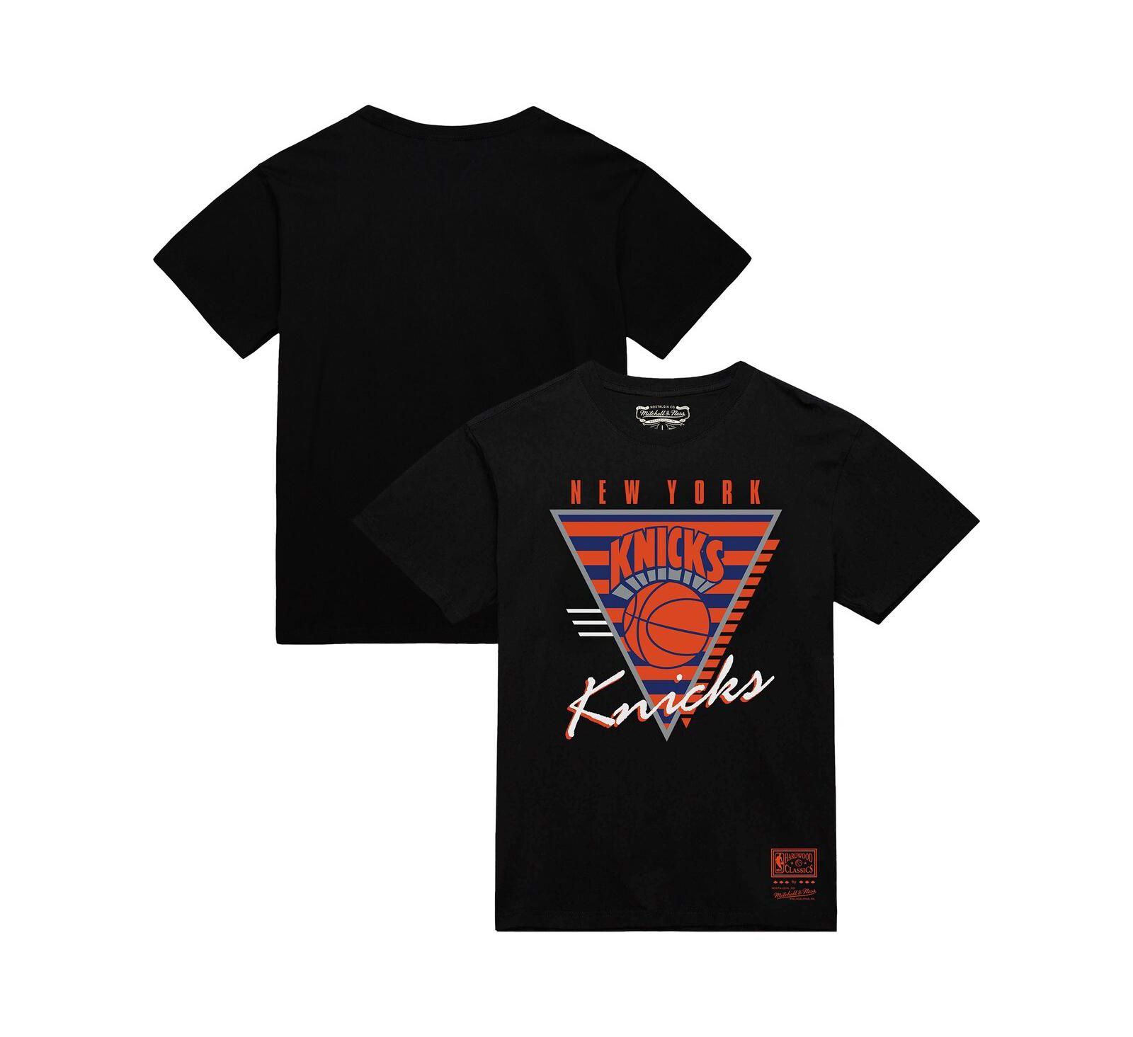 Mitchell & Ness Men's Black New York Knicks Worldwide Collection Tri-Logo T-Shirt