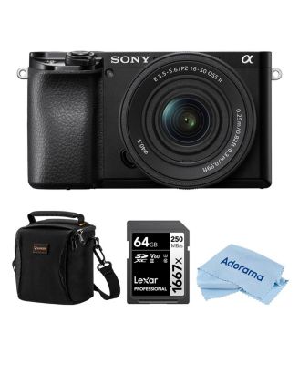 Зеркальная камера Sony Alpha a6100 с объективом 16-50mm f/3.5-5.6, комплект с картой памяти 32GB и сумкой через плечо