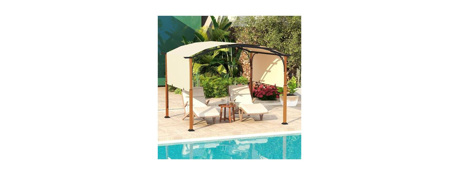 10 x 12 FT Outdoor Retractable Pergola with Retractable Canopy for Patio