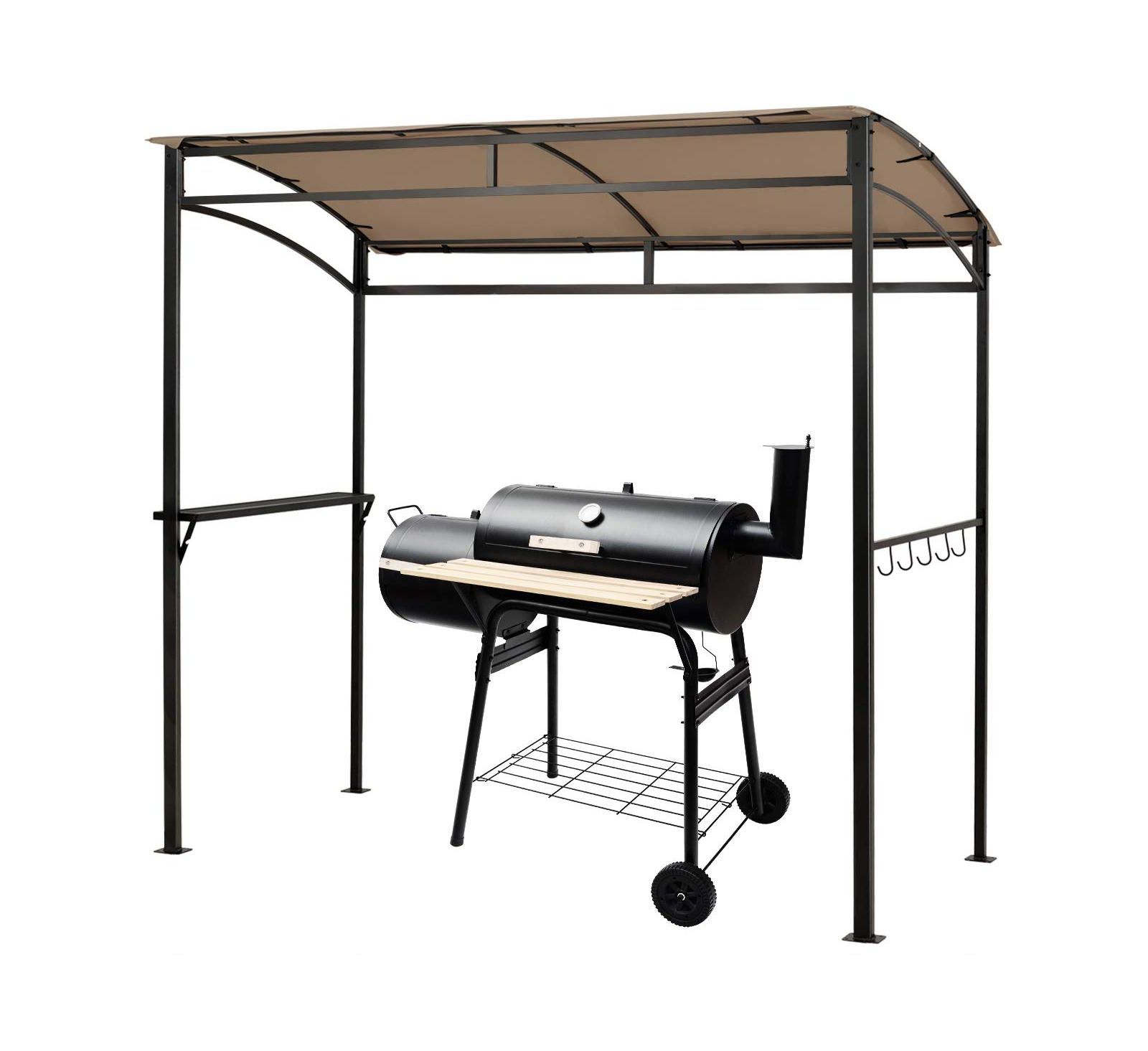 7 Feet Grill Gazebo with Serving Shelf and Storage Hooks