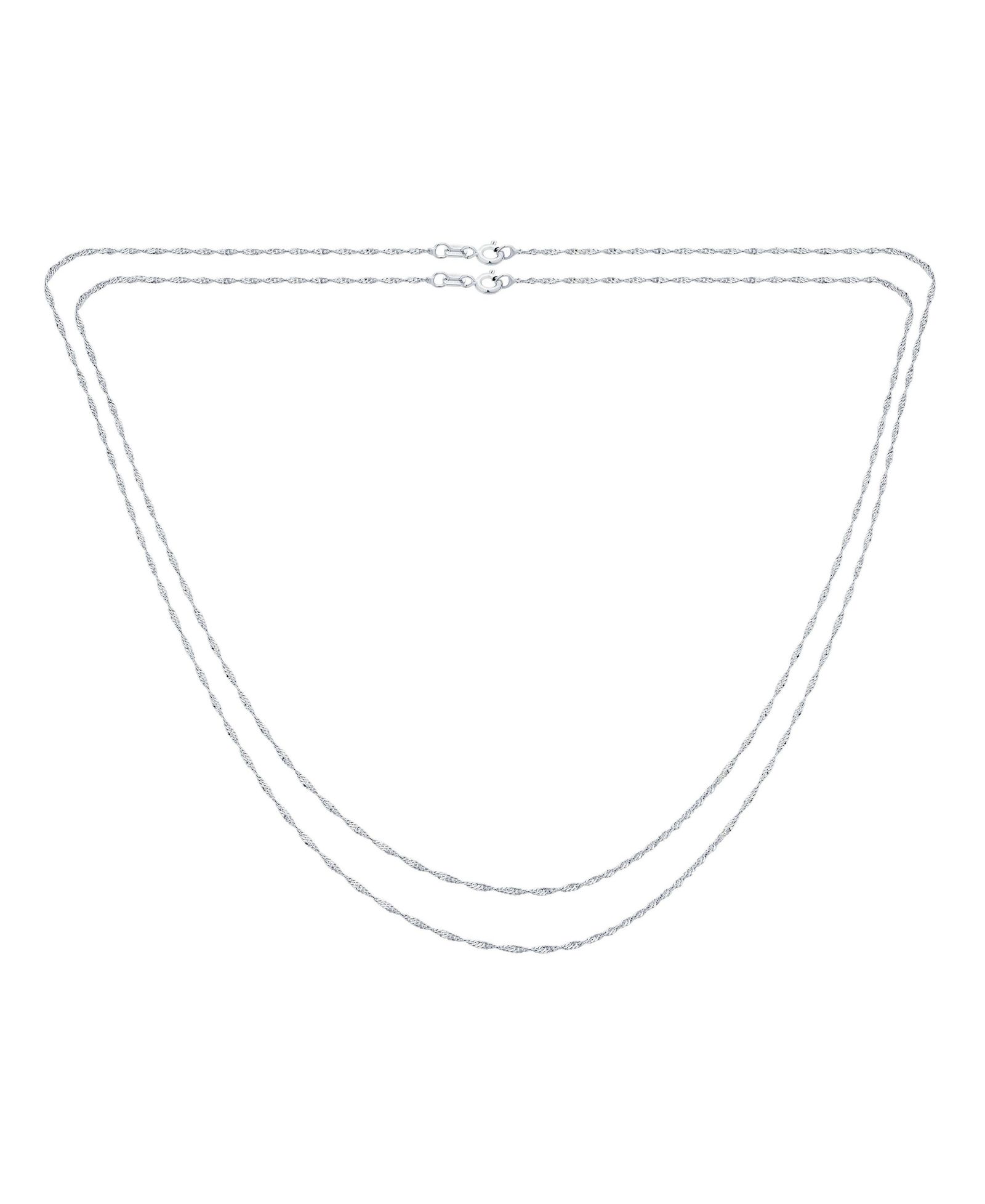 Комплект из 2 тонких серебряных цепочек Bling Jewelry, 1.5MM, Sterling Silver