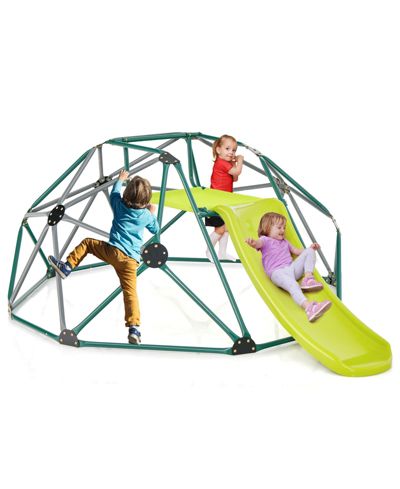 Kids Climbing Dome with Slide and Fabric Cushion for Garden Yard