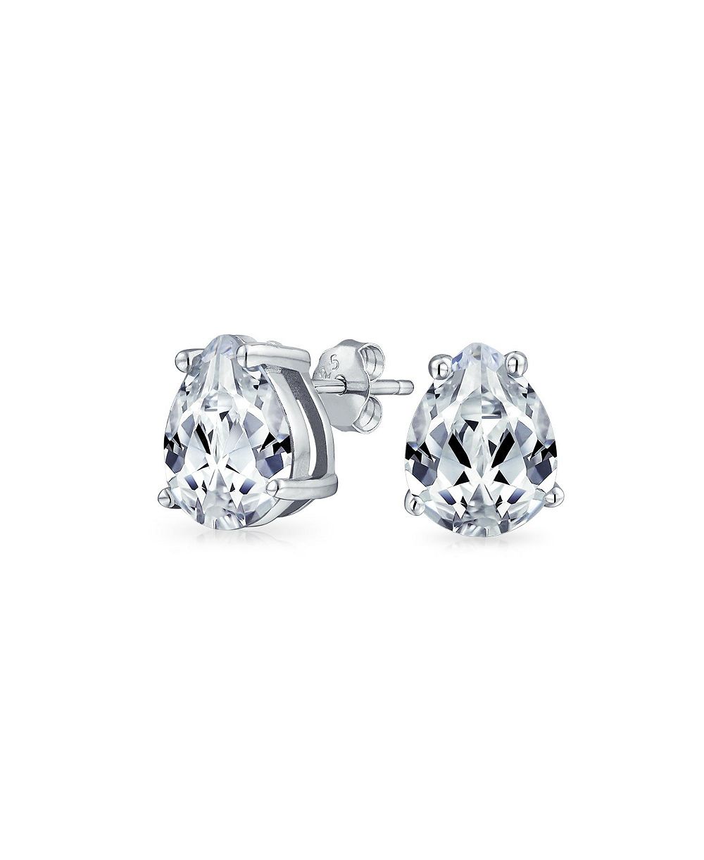 Bling Jewelry Серьги-гвоздики с одиночным камнем CZ, позолоченное серебро