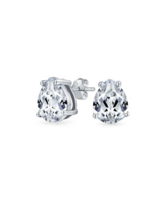 Bling Jewelry Серьги-гвоздики с одиночным камнем CZ, позолоченное серебро