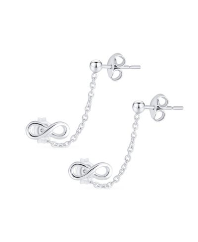 Bling Jewelry Double Piercing Infinity Ear Cuff Cartilage Stud Earrings Sterling Silver