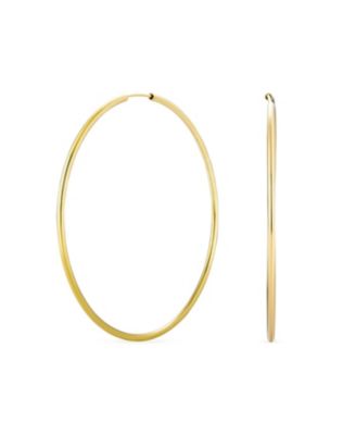Bling Jewelry Classic Minimalist Endless Thin Large Hoop Earrings 14K Gold Plated 2.5MM