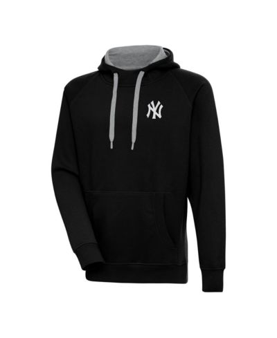 Antigua Men's Black New York Yankees Metallic Victory Pullover Hoodie