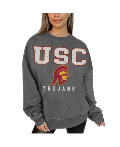 Женское флисовое худи Gameday Couture Heather Charcoal USC Trojans Distressed Pullover