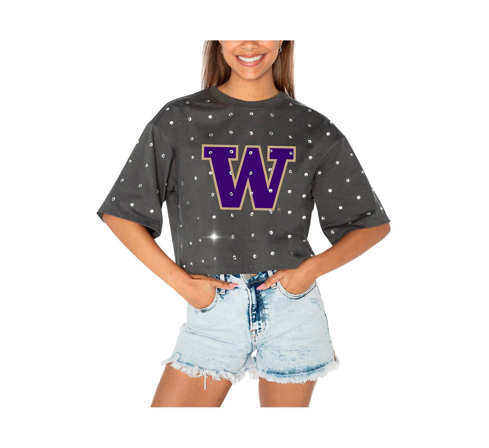 Женский укороченный топ Gameday Couture Washington Huskies, серый, с пайетками