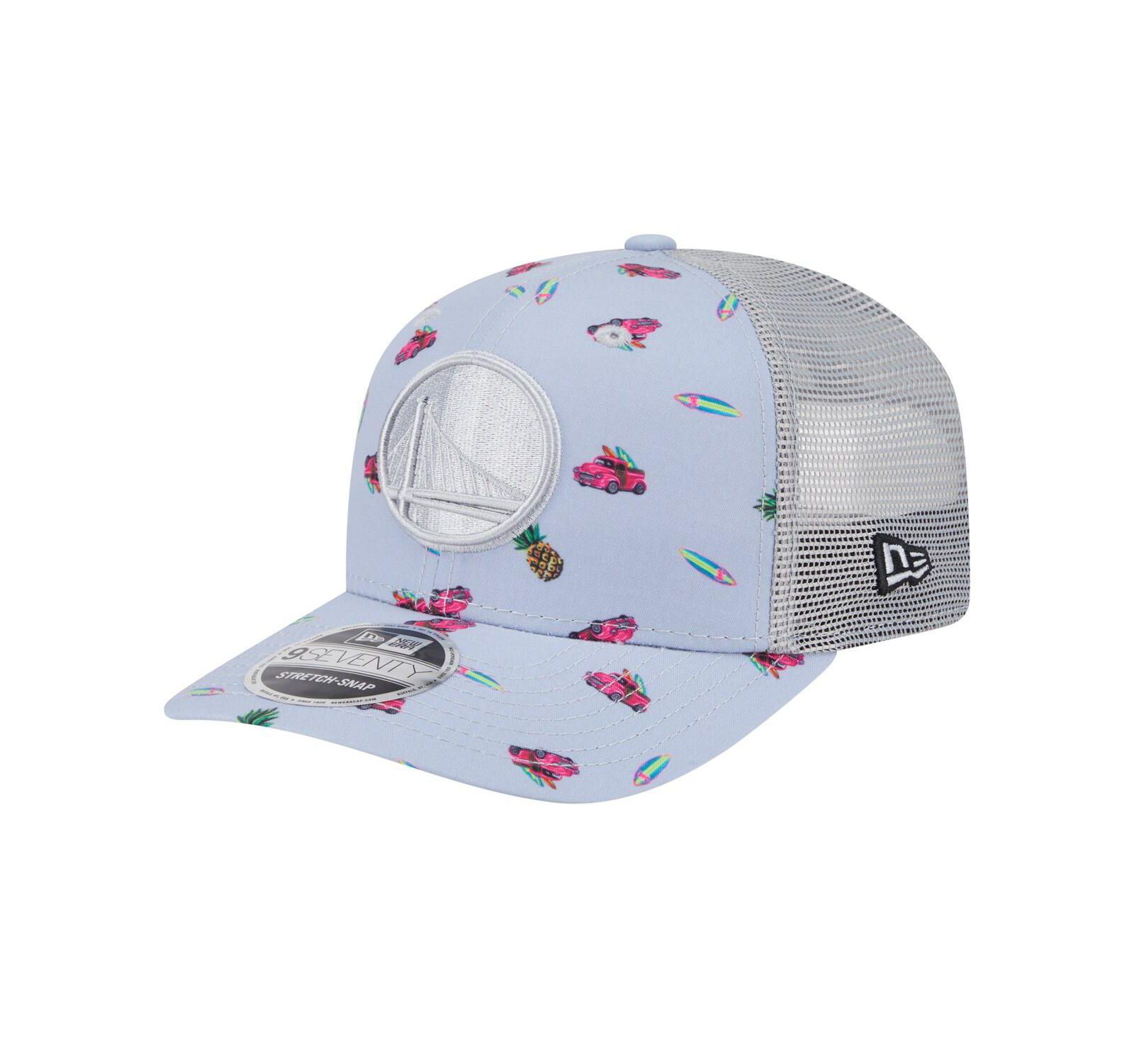 Мужская кепка New Era Golden State Warriors Adventure Aloha, светло-голубая/серая, 9SEVENTY Stretch Snap
