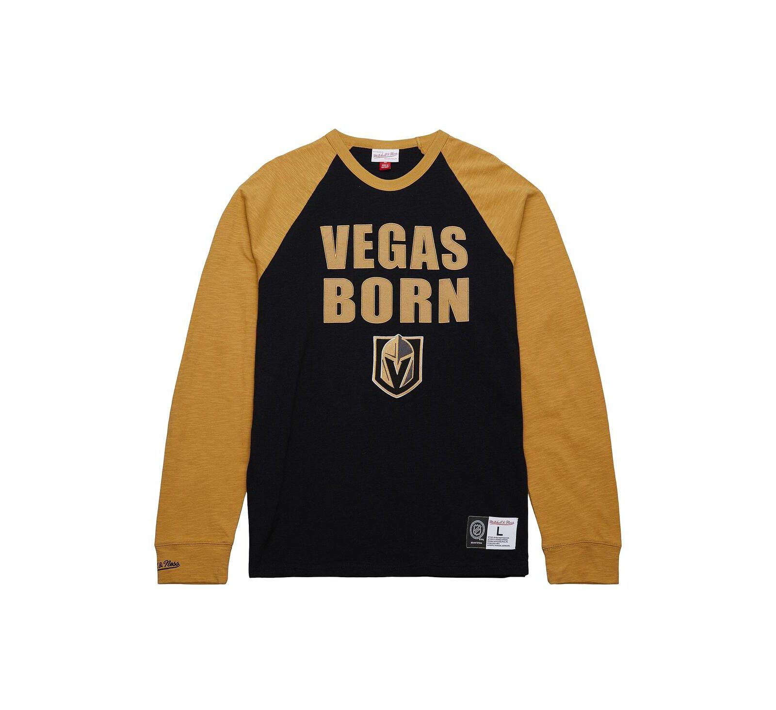 Mitchell & Ness Men's Black/Gold Vegas Golden Knights Legendary Slub Raglan Long Sleeve T-Shirt