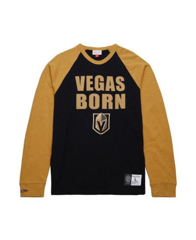 Мужская футболка Mitchell & Ness Vegas Golden Knights Legendary Slub Raglan с длинным рукавом, черная/золотая