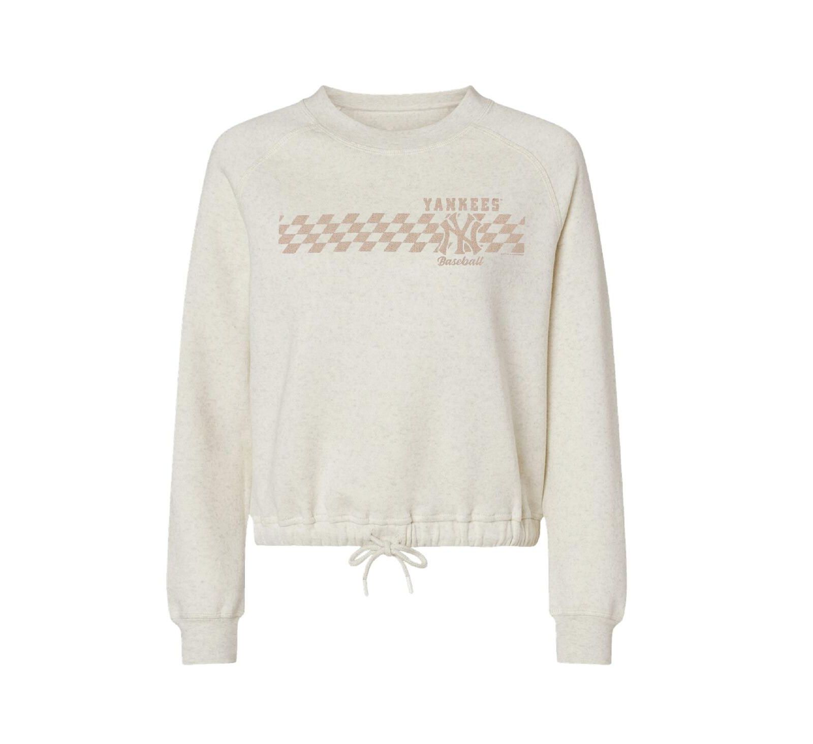 Женская свитшот Soft as a Grape Natural New York Yankees Tonal Checkered