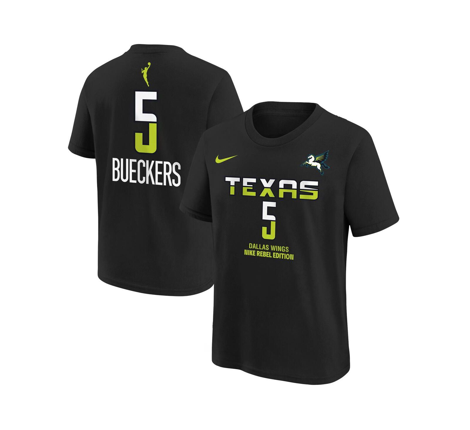 Nike Big Boys and Girls Paige Bueckers Black Dallas Wings 2025 WNBA Draft Rebel Name & Number T-Shirt