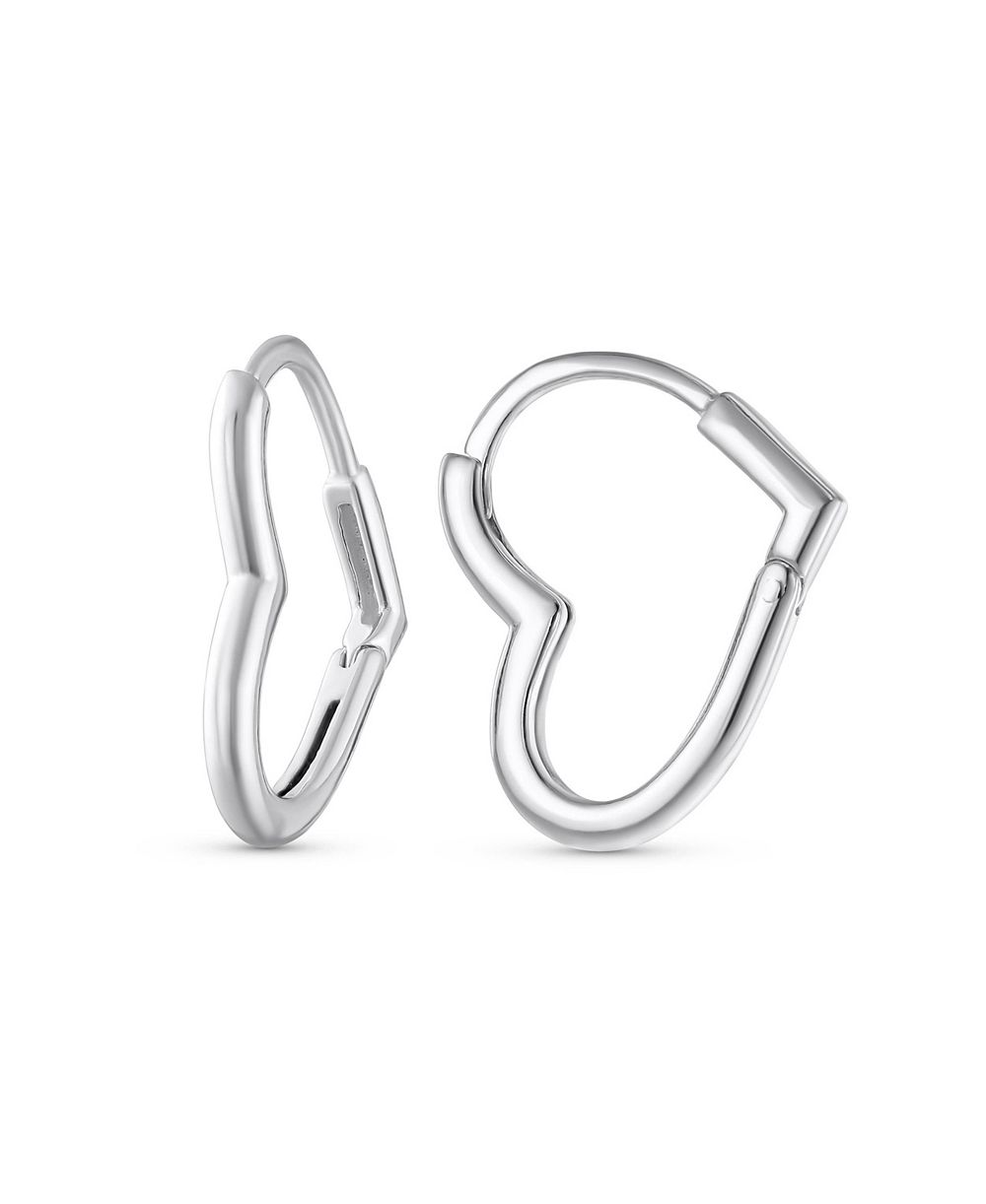 Bling Jewelry Romantic Open Heart Shaped Mini Endless Hoop Earrings Sterling Silver .75"