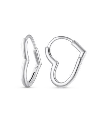 Серьги-кольца Bling Jewelry.925 Sterling Silver Romantic Heart Shaped Mini Endless Hoop.75 Inch
