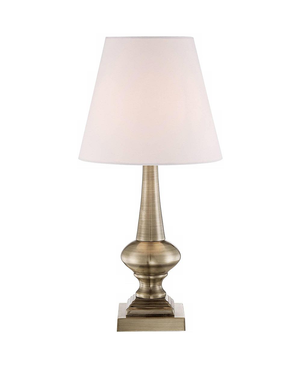 Настольная лампа 360 Lighting Traditional Desk Table Lamp 19" High Antique Brass Metal White Empire Shade
