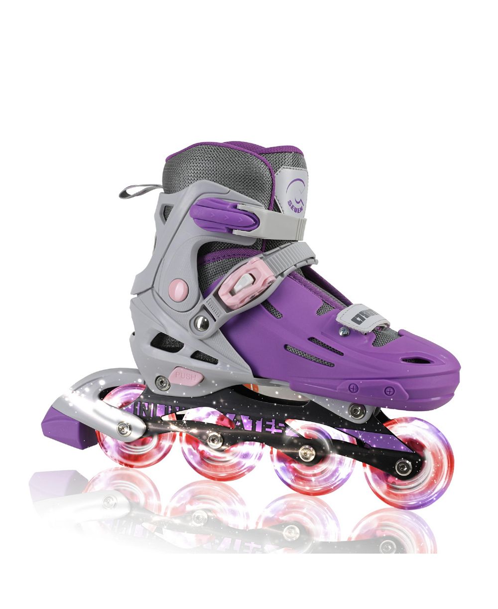 C7skates Adjustable Youth Inline Skates with Light Up Wheels (Galaxy, size L)