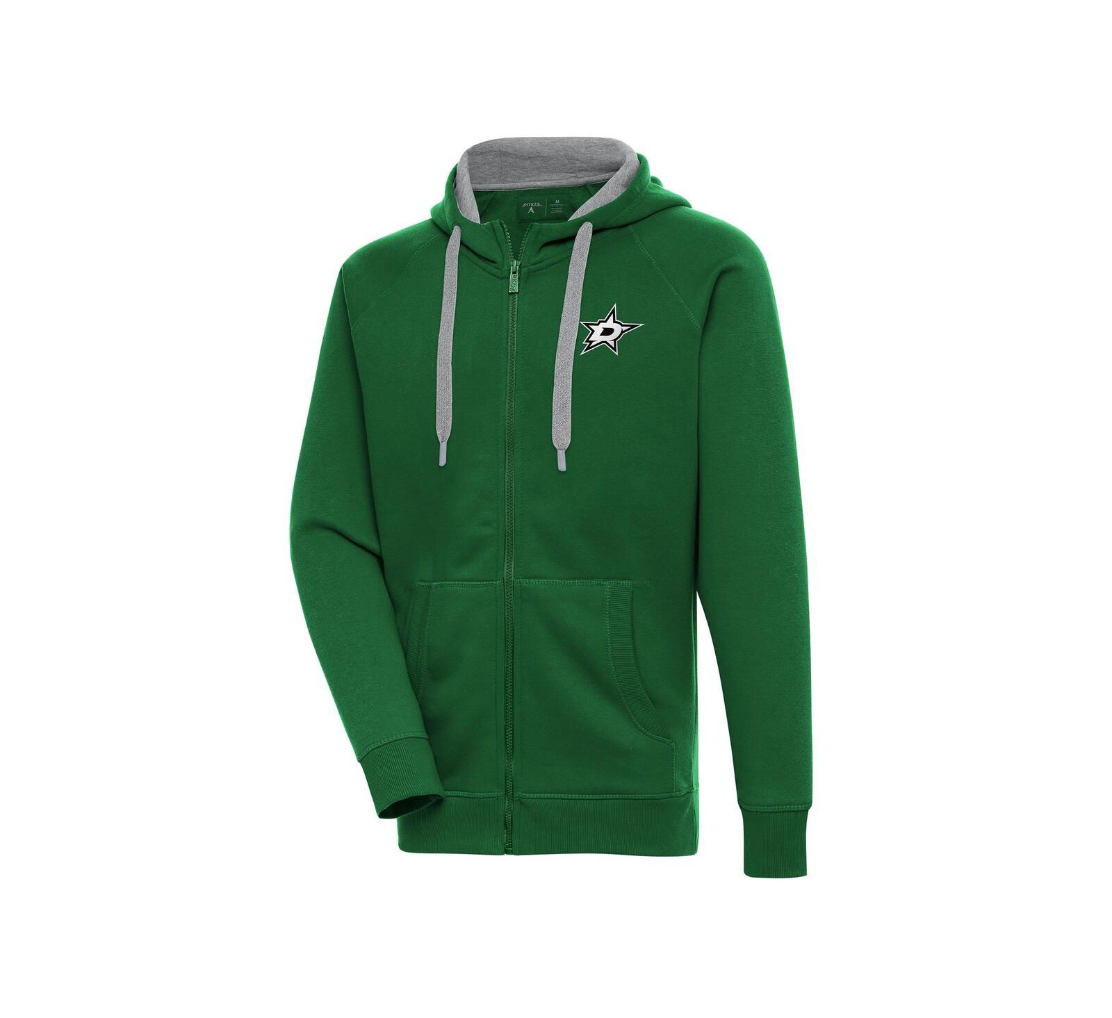 Худи Antigua Men's Kelly Green Dallas Stars Metallic Logo Victory Full-Zip