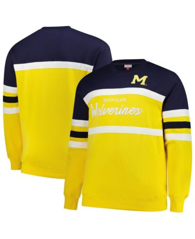 Мужская винтажная толстовка Mitchell & Ness Maize Michigan Wolverines Big & Tall с логотипом Head Coach