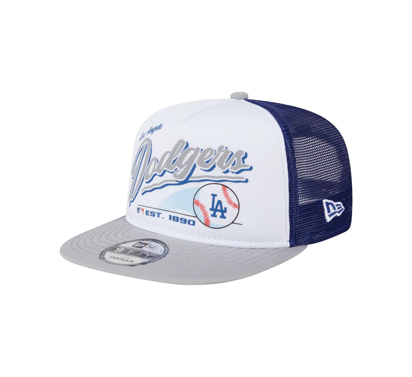 Мужская кепка New Era Los Angeles Dodgers Retro Script Trucker 9FIFTY White/Gray