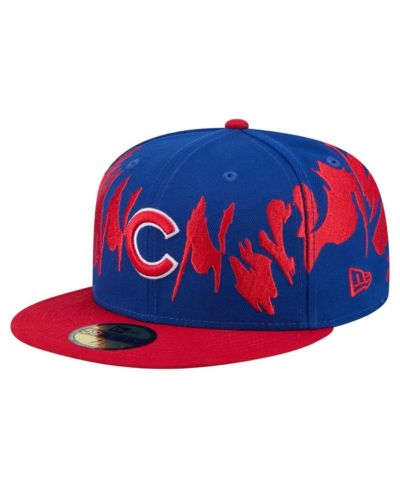 Мужская кепка New Era Chicago Cubs 59FIFTY Fitted, сине-красная, ретро узор