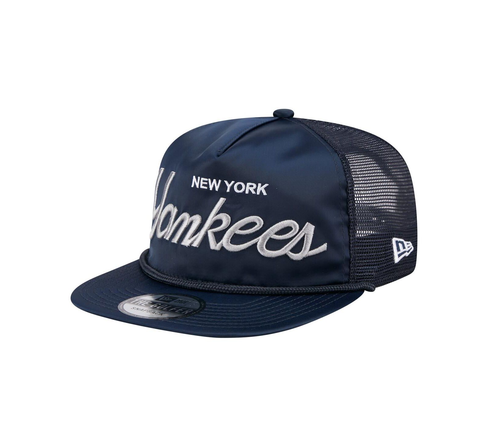 Мужская регулируемая кепка New Era Navy New York Yankees Retro Satin Script Golfer