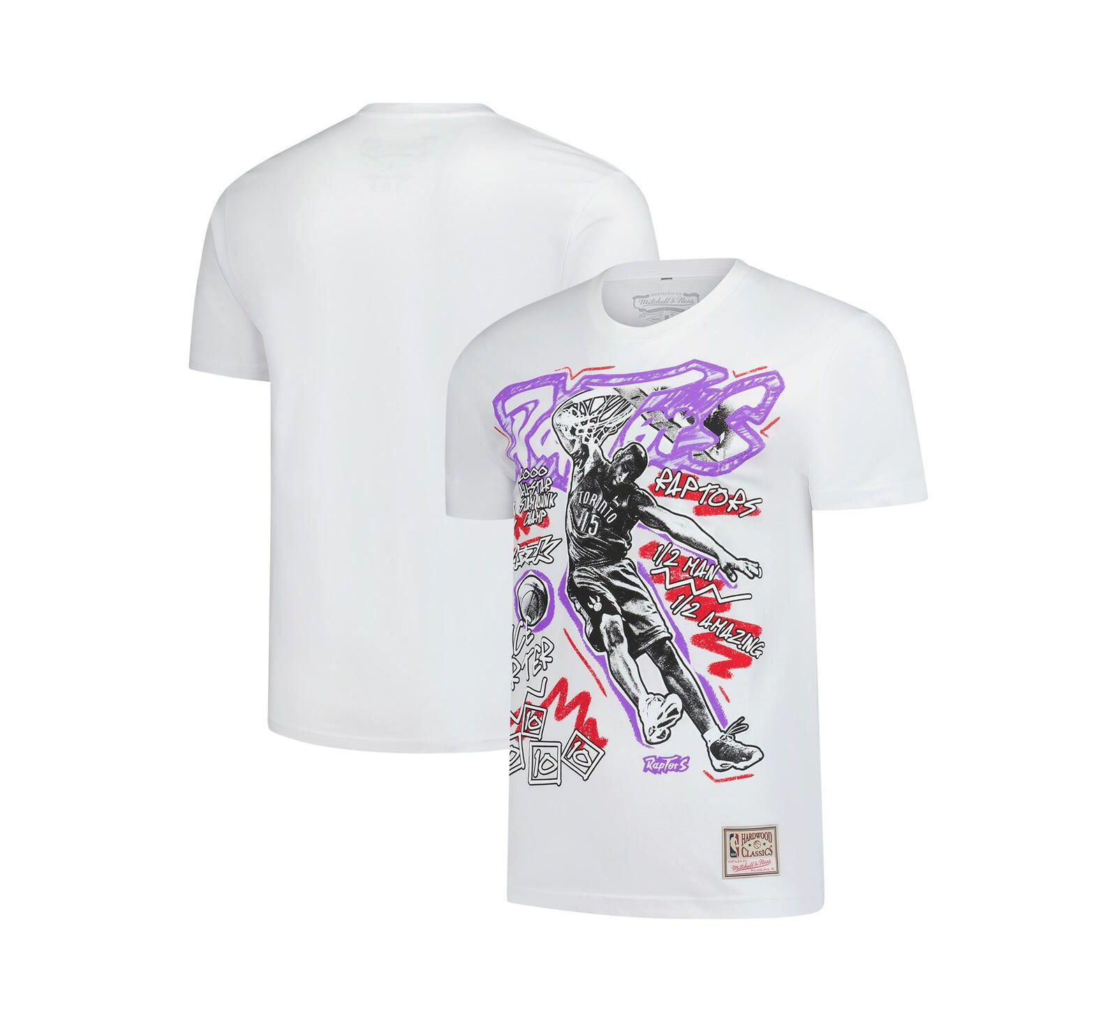 Mitchell & Ness Men's Vince Carter White Toronto Raptors Hardwood Classics Chalked Up T-Shirt