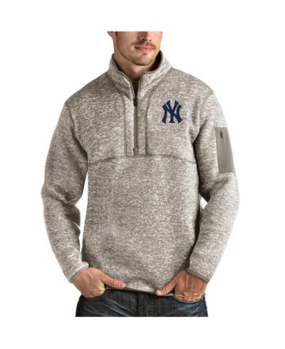 Antigua Мужской джемпер Quarter-Zip Pullover Jacket Oatmeal New York Yankees Fortune