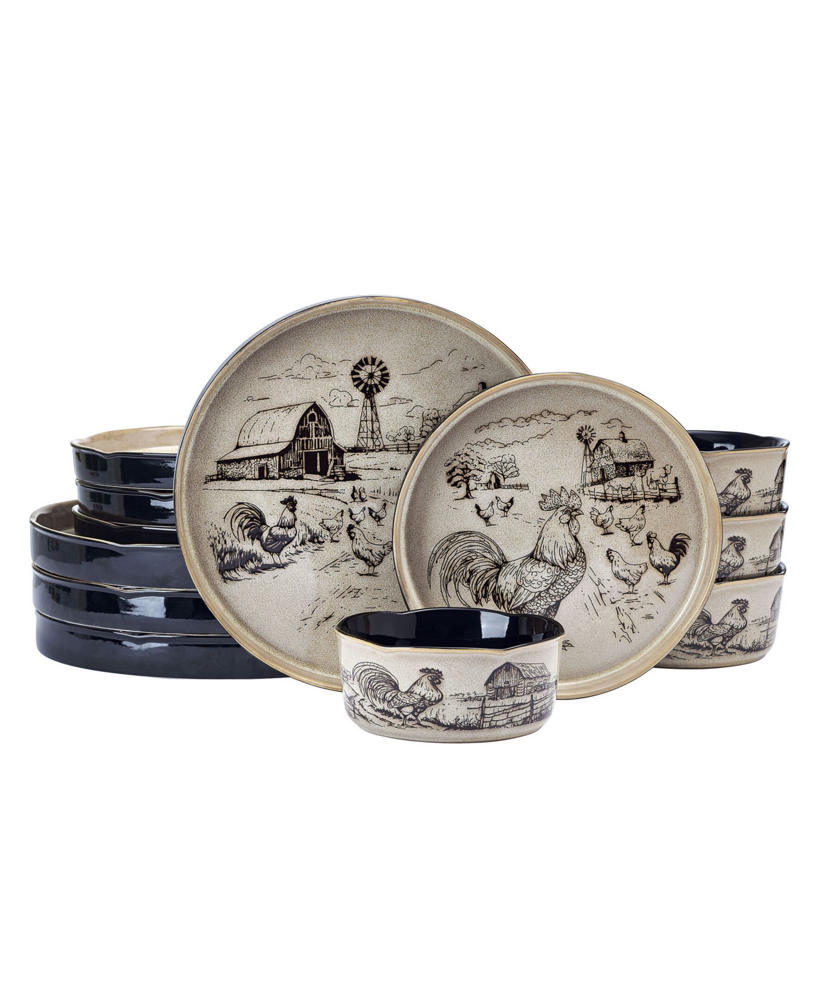 Pfaltzgraff Farmyard Rooster 12 Pc. Dinnerware Set, Service for 4