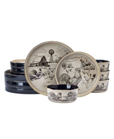 Pfaltzgraff Farmyard Rooster 12 Pc. Dinnerware Set, Service for 4