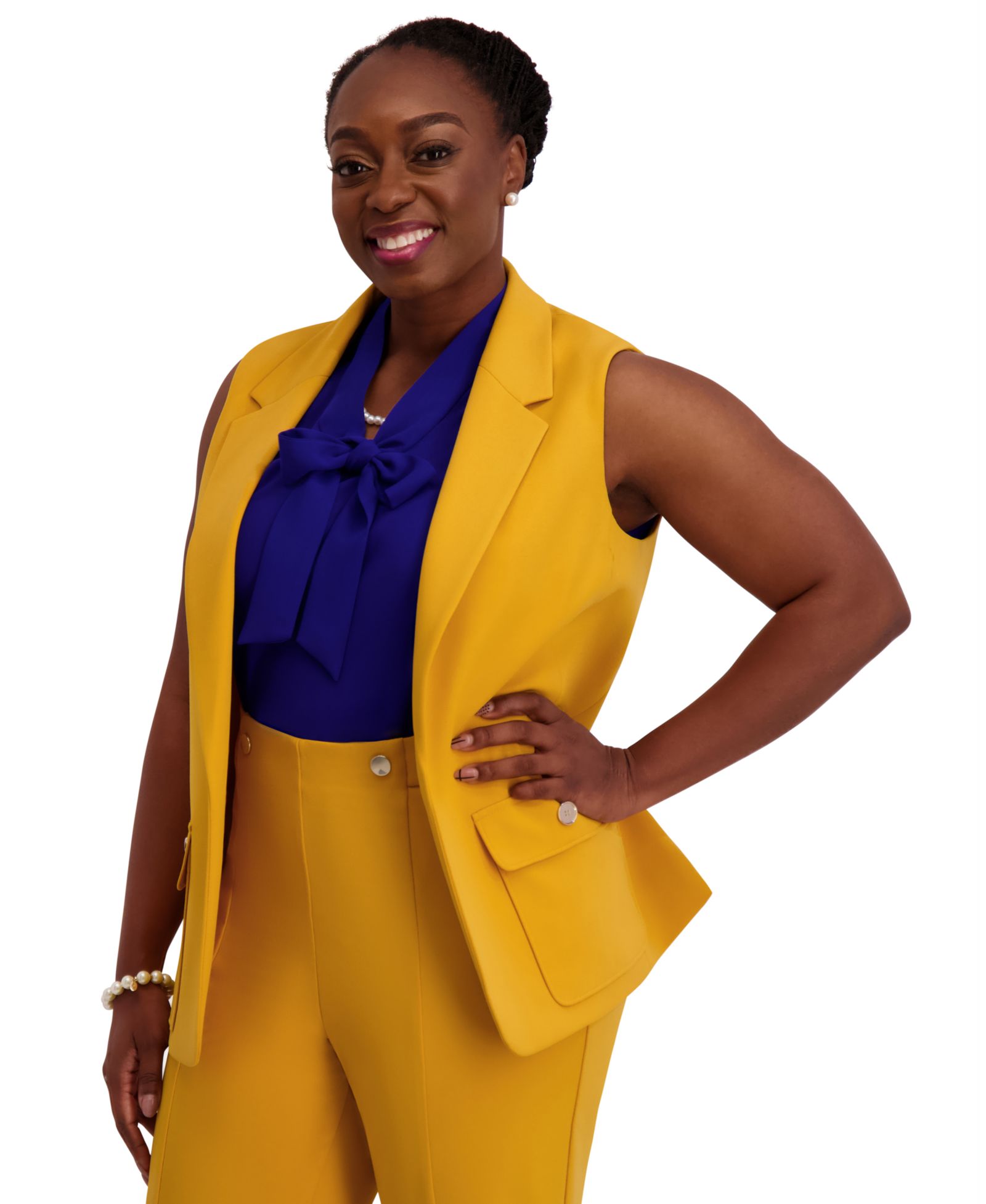 Kasper Notched Collar Open-Front Regular & Plus Sizes Vest Blazer
