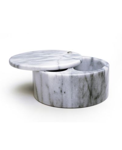RSVP International 5 Ounce Marble Salt Box with Hinged Lid