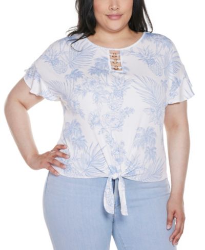Belldini Plus Size трикотажный топ с принтом ананаса
