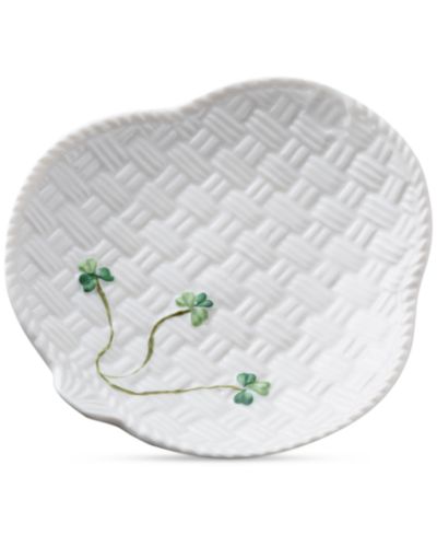 Belleek Pottery Shamrock Canape Plates, Set of 2