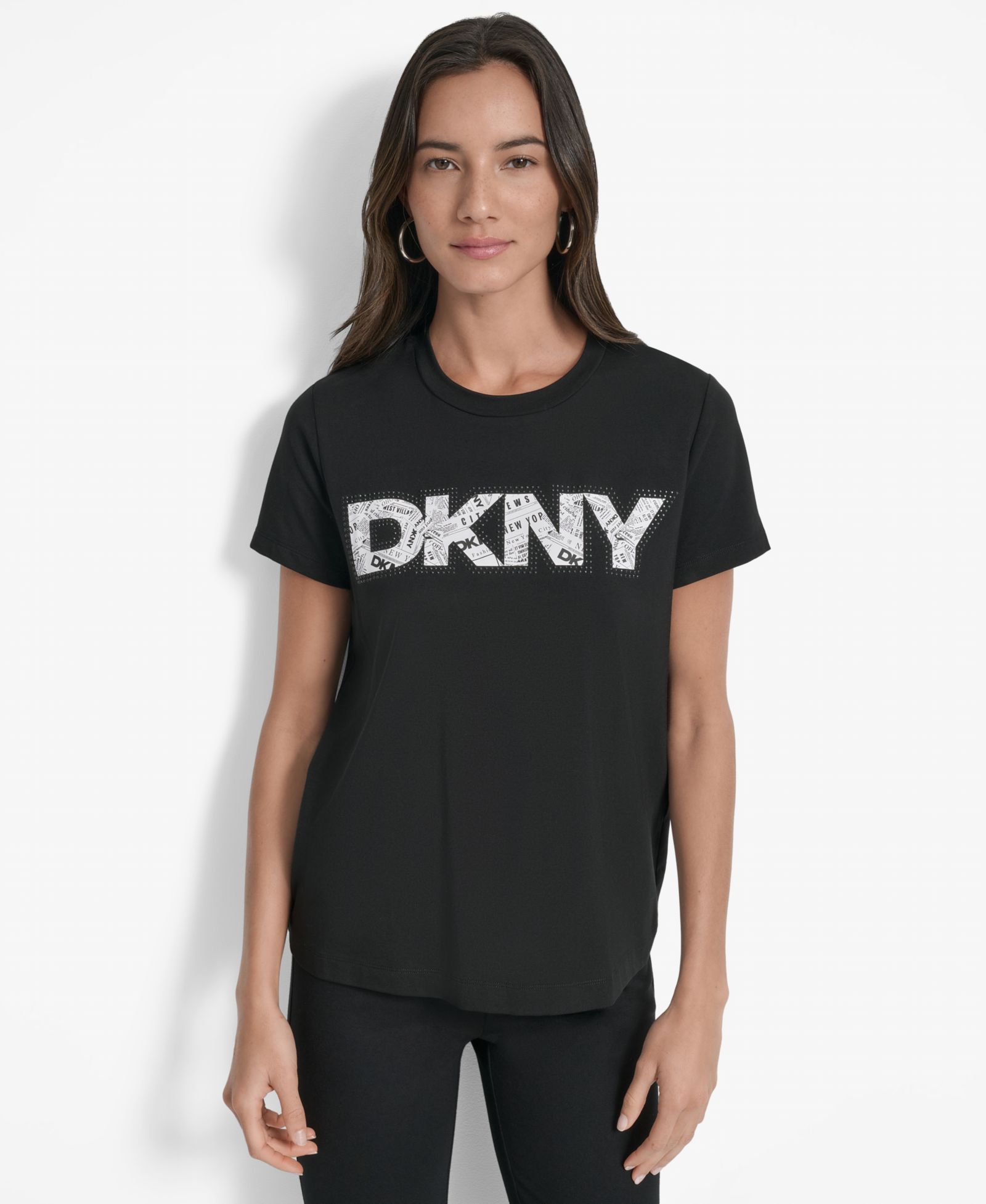 DKNY Women's Newspaper Logo Crewneck T-Shirt
