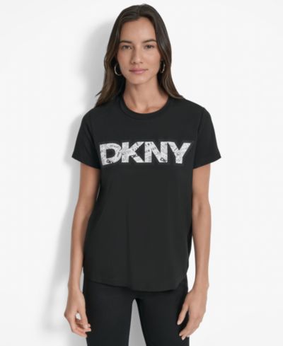 DKNY Женская футболка с логотипом Newspaper и круглым вырезом