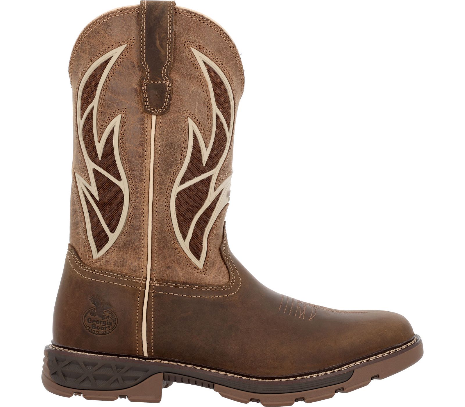 GEORGIA BOOT Men's Carbo-Tec FLX Alloy Toe Pull-on with InsulKul Work Boot in Brown/Tan