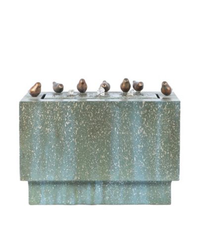 Уличный фонтан LuxenHome Patina Gray/Green Resin с LED-подсветкой и бронзовыми птицами