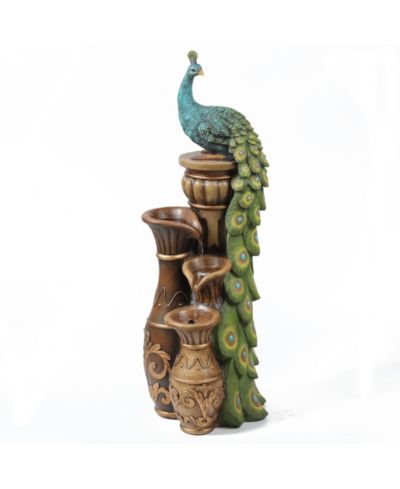 Уличный фонтан LuxenHome Resin Pedestal Peacock and Urns из смолы