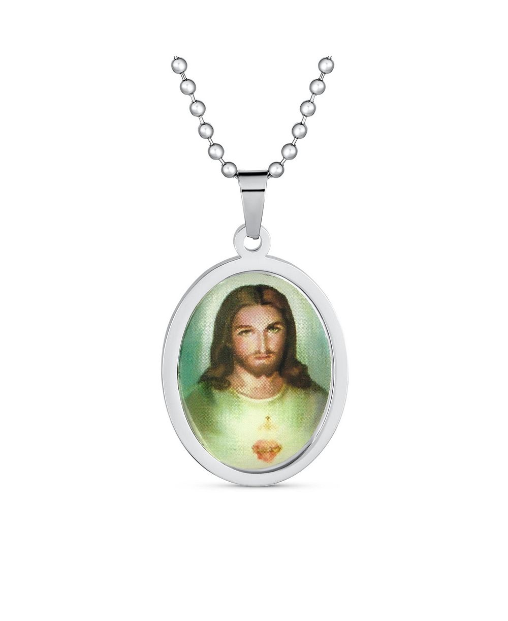 Bling Jewelry Подвеска-медальон Sacred Heart Jesus из серебра