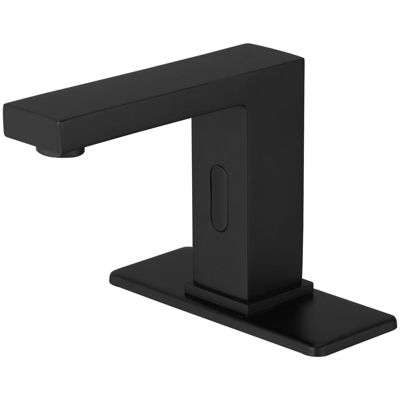 Greenspring 0.78in/20mm,hole size: 0.78in/20mm-1.18in/30mm Automatic Sensor Touchless Bathroom Sink Faucet With Deck Plate In Matte Black