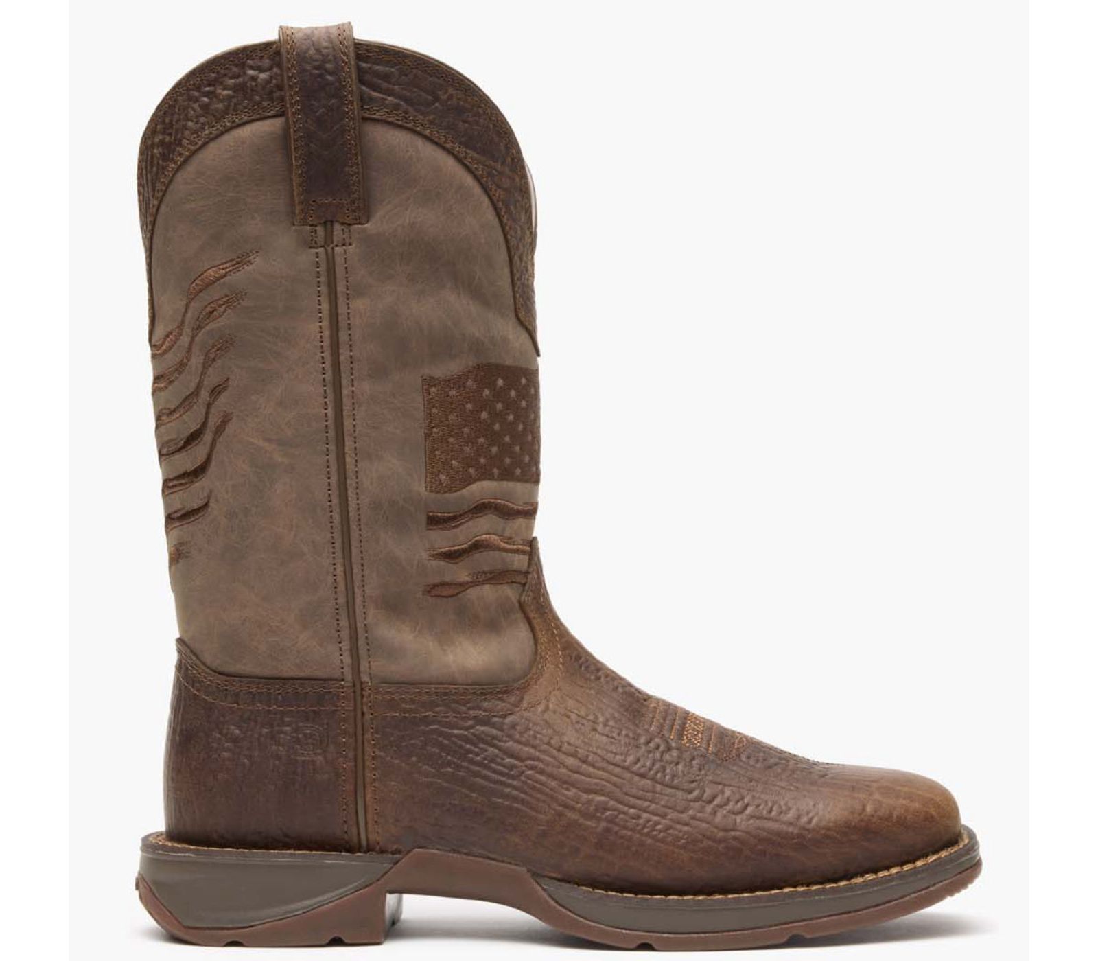 Durango Men's Rebel by Brown Distressed Flag Embroidery Western Boot