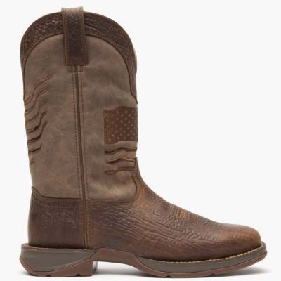 Durango Men's Rebel by Brown Distressed Flag Embroidery Western Boot