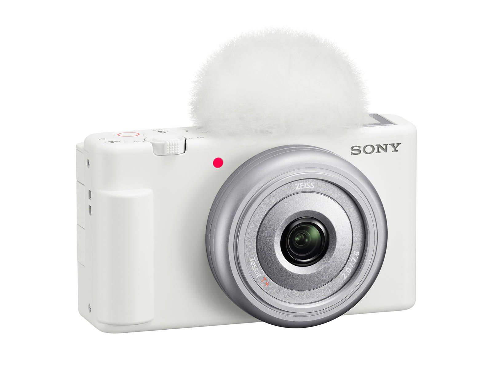 Sony ZV-1F Vlogging Camera,White w/Shooting Grip, Essential Accessories Kit