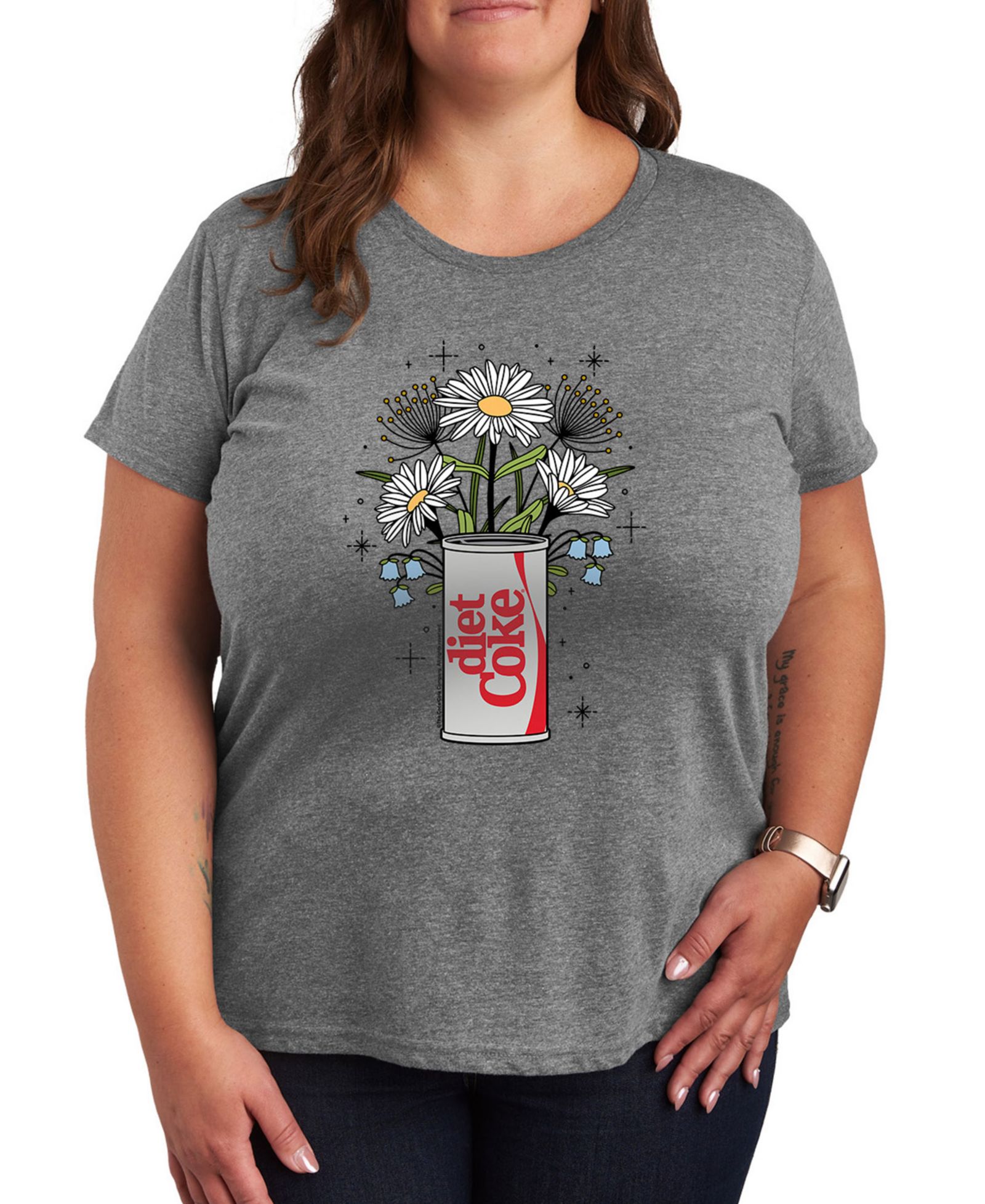 Женская футболка Hybrid Apparel Plus Size Diet Coke Flowers Can Graphic