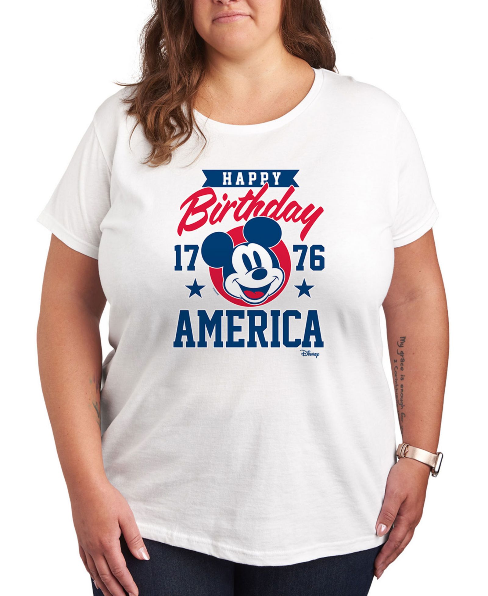 Плюс размер футболка Hybrid Apparel Disney Mickey Happy Birthday America Graphic