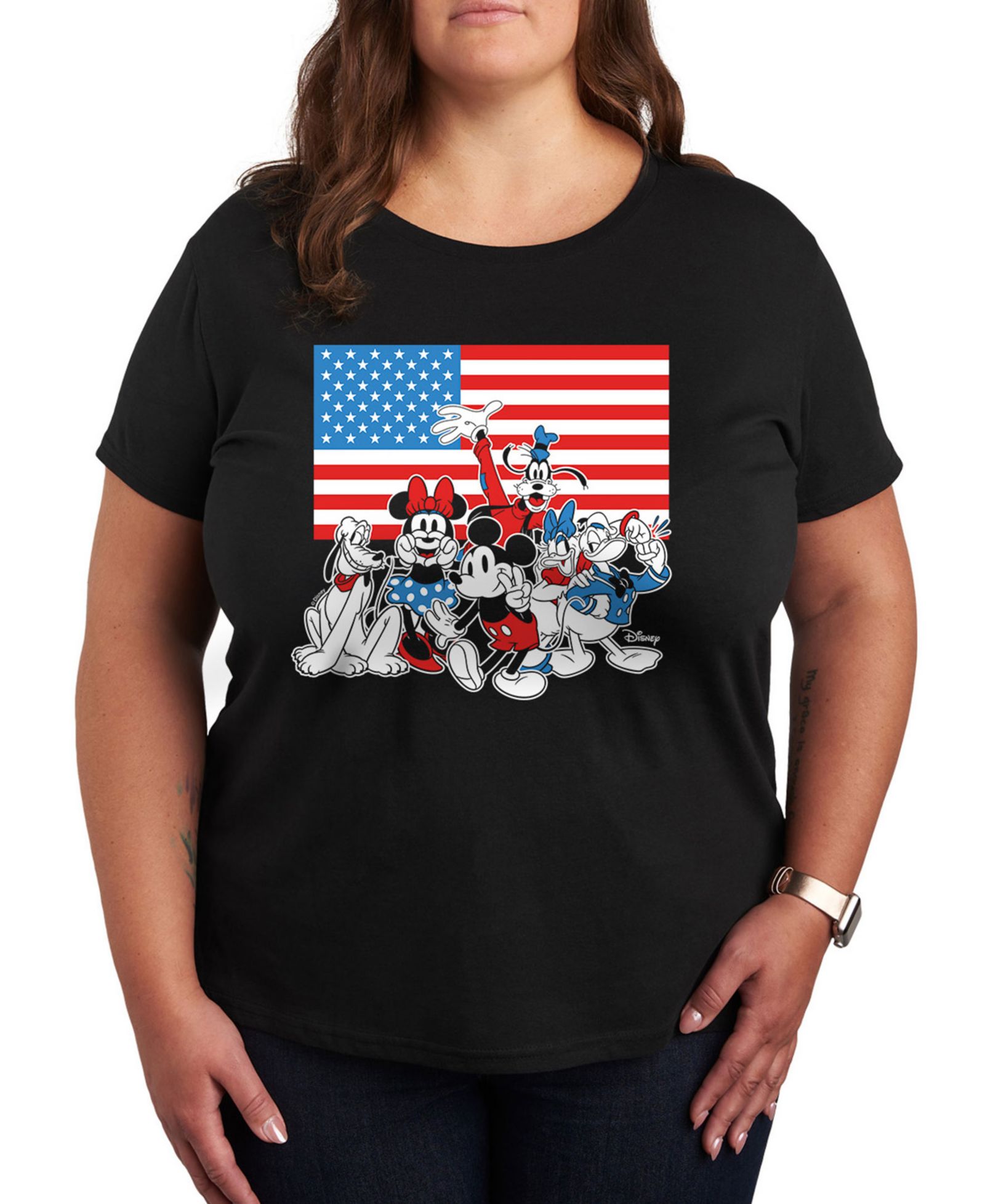 Hybrid Apparel Plus Size футболка Disney Mickey and Gang American Flag Graphic