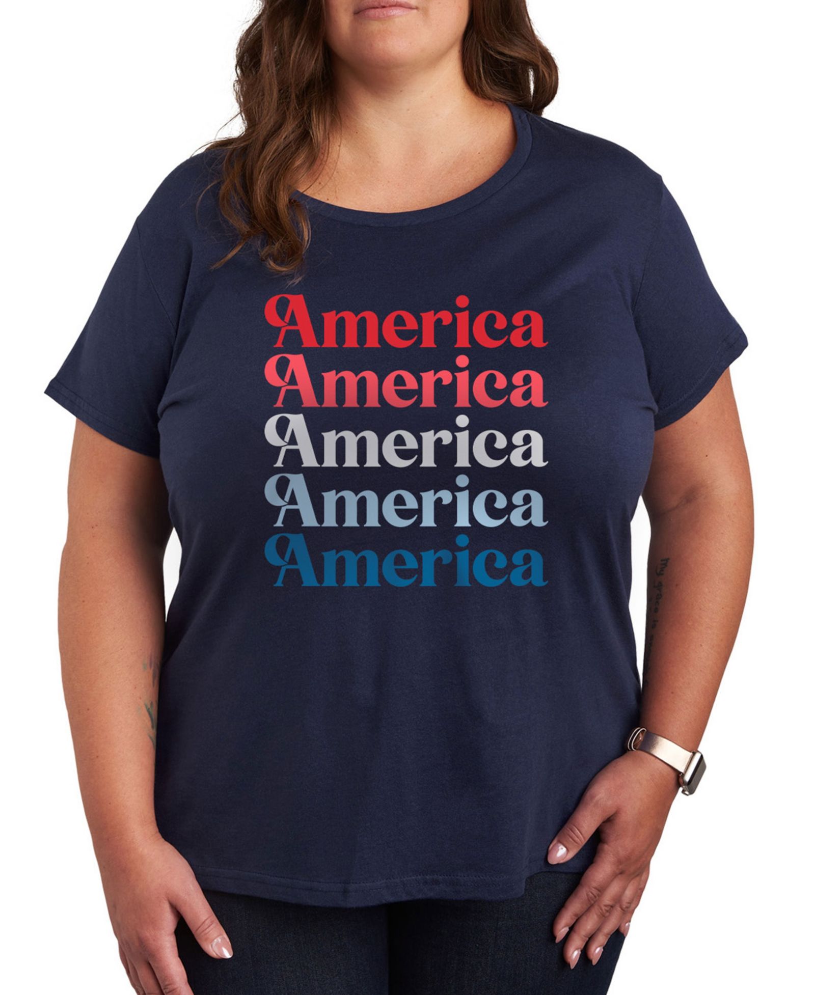 Футболка Hybrid Apparel Plus Size America Repeated Graphic Crew Neck