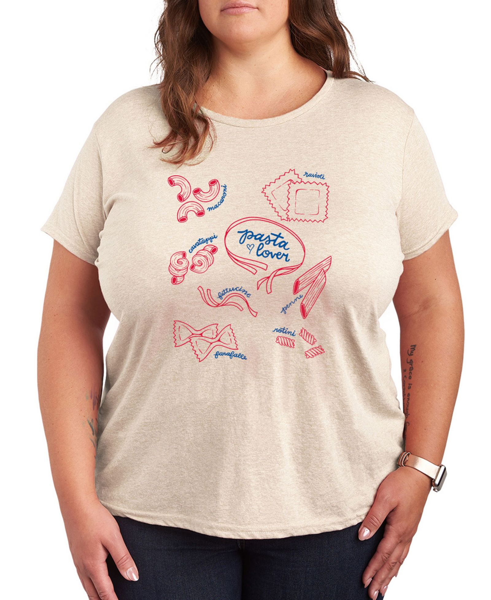 Hybrid Apparel Футболка Plus Size с графическим принтом Pasta Lover, круглый вырез